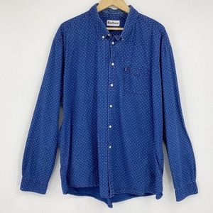 Barbour Indigo Tailored Fit Long Sleeve Button Down Shirt Blue Sz XXL